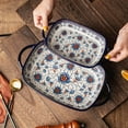 thumbnail image 3 of ONECCI Baking Dish Ceramic Baking Pan Blue Casserole Dish Rectangular Baking Set 2pcs Bakeware Sets Lasagna Pan Baking Dishes for oven (Blue plasma grass), 3 of 7