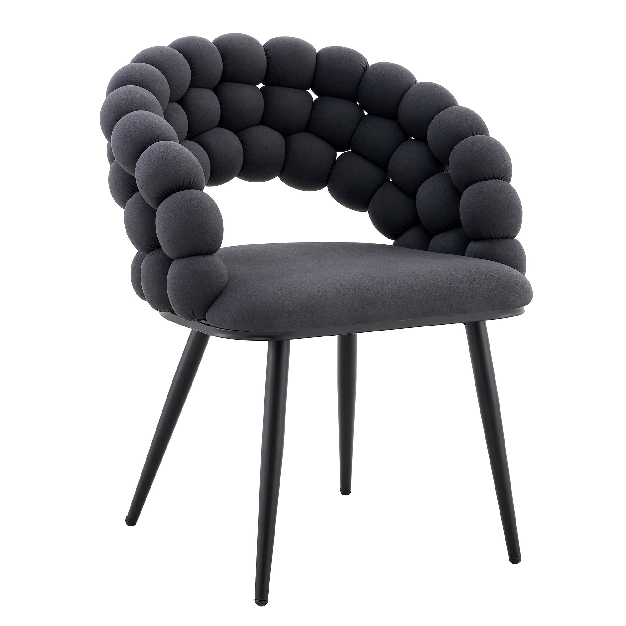 Alvantor Dining Chairs Set of 2, Modern Velvet Bubble Chairs with Armrests & Metal Legs, Upholstered Accent Chairs for Dining Room & Kitchen Gray