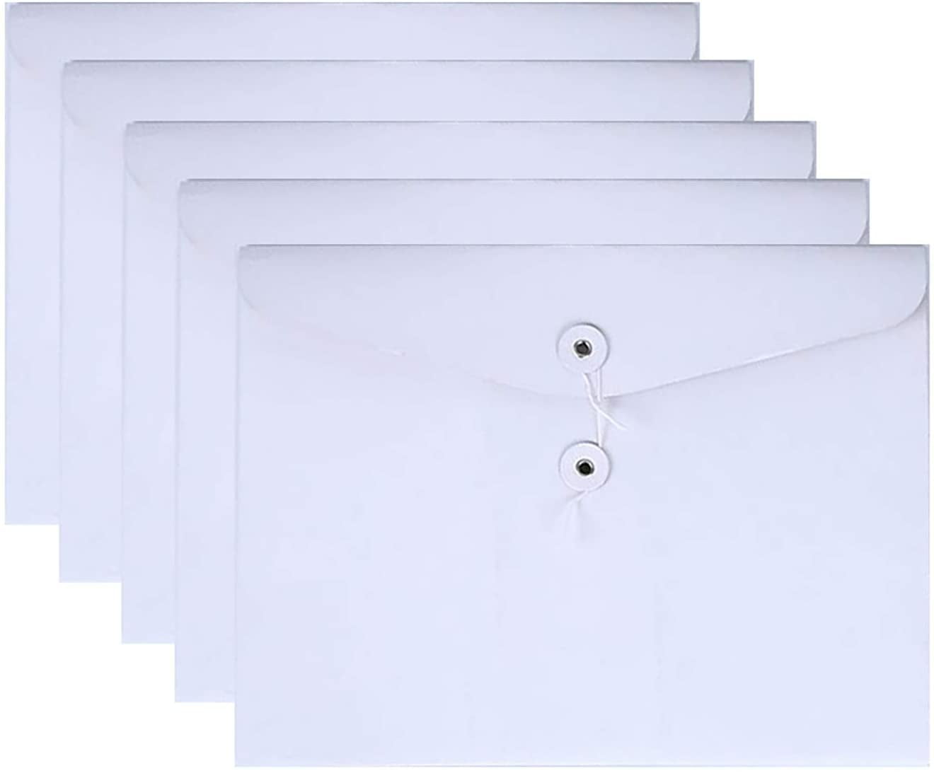 Black, Pack of 5 VANRA Expanding Poly File Jacket Filing Envelope File Folder Pockets Document Holder Organizer A4 Letter Size with Snap Button 
