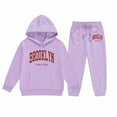 thumbnail image 3 of WOYY Sweatsuit Set for Girls Letter Print Hoodie and Sweatpants Active Outfits for Kids, Sizes 1-9, 3 of 3