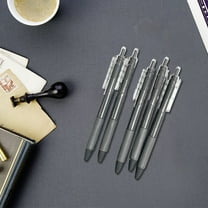 ROLKFUK 5 Pack Fine Tip Push Button Pens, Refillable Quick Dry Ink Marker Pens with Comfortable Grip, ST Tip Sign Pens for Office, Sch-ool, Left-Handed Writers - Gray