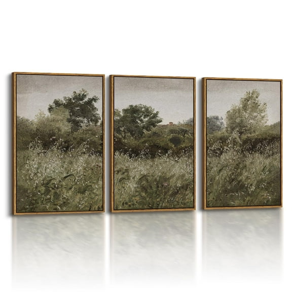 UNFFRAMED Luvia Set of 3 French Country Grassland Landscape Poster Wall Art Vintage Nature Prints for Bedroom Farmhouse Decor Set 3 Prints 8x12