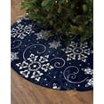 thumbnail image 2 of Navy Blue Christmas Snowflake Christmas Tree Skirt 36 Inches Large Christmas Skirt Tree, White Winter Snowflake Xmas Tree Skirt Christmas Decorations for Fireplace Party Holidays Indoor Outdoor, 2 of 7
