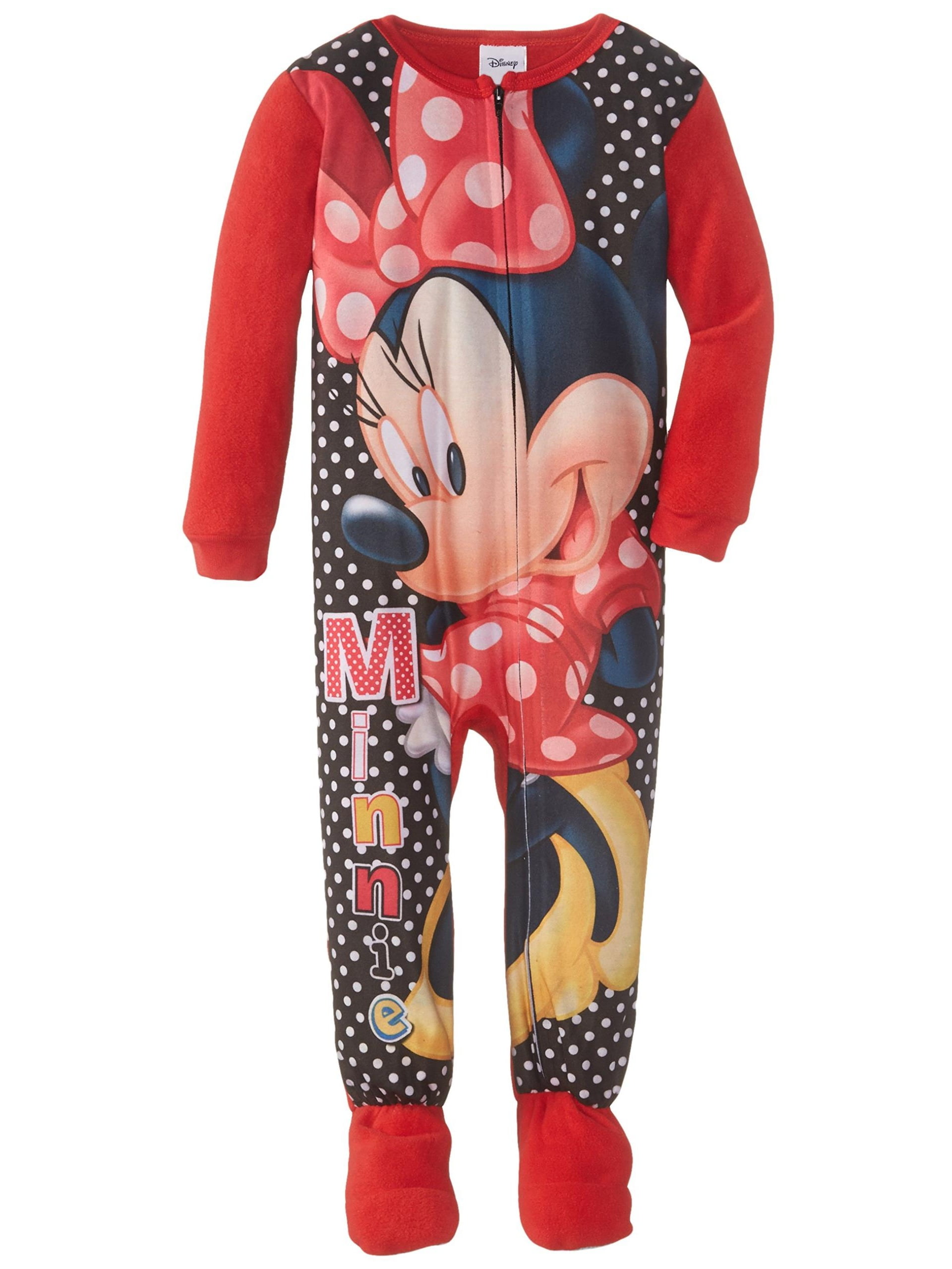 Disney Girls' Minnie Mouse Hooded Blanket Sleeper Pajama Onesie, Red