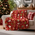 thumbnail image 2 of Christmas Flannel Blanket Throw, Red Gingerbread Man Christmas Bear Soft Fuzzy Plush Cozy Fleece Blankets for Couch Sofa Bed Lounging, Ideal Gifts for Kids Adults Wife Self, 60x80, 2 of 7