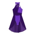 thumbnail image 6 of LiiYii Women Sleeveless Lyrical Dance Costume Halter Neck Color Block Flowy Leotard Dress Modern Dark Purple M, 6 of 7