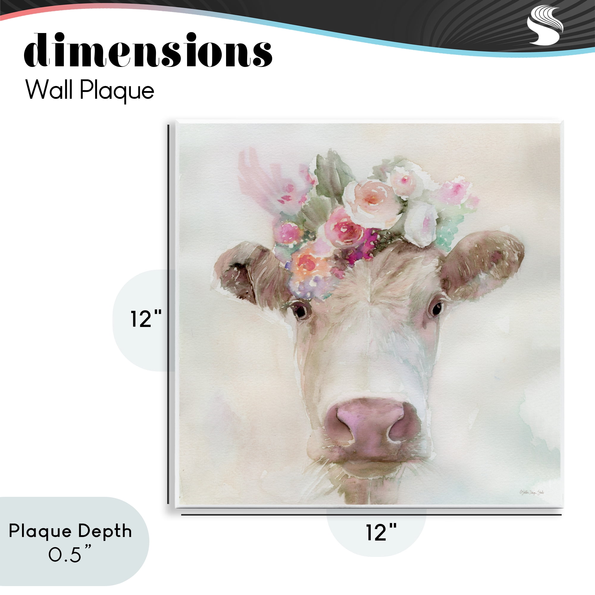 Stupell Industries Betsy Cow with Flowers Wall Plaque Art, design by Stellar Design Studio