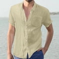 thumbnail image 2 of Eashery Mens Short Sleeve Button Down Shirts Solid Blouse Summer Tops Khaki XL, 2 of 5