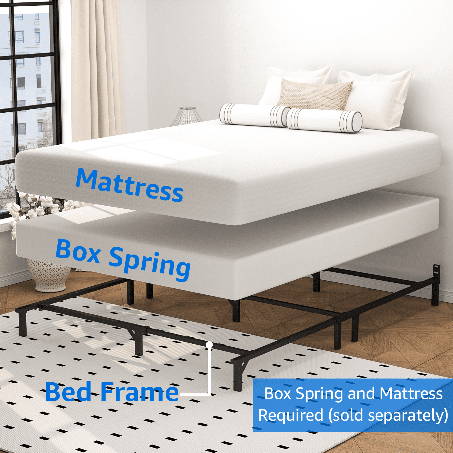 Mainstays Ardent Full 7" Bed Frame,Adult,Easy to Assemble. No tools needed.