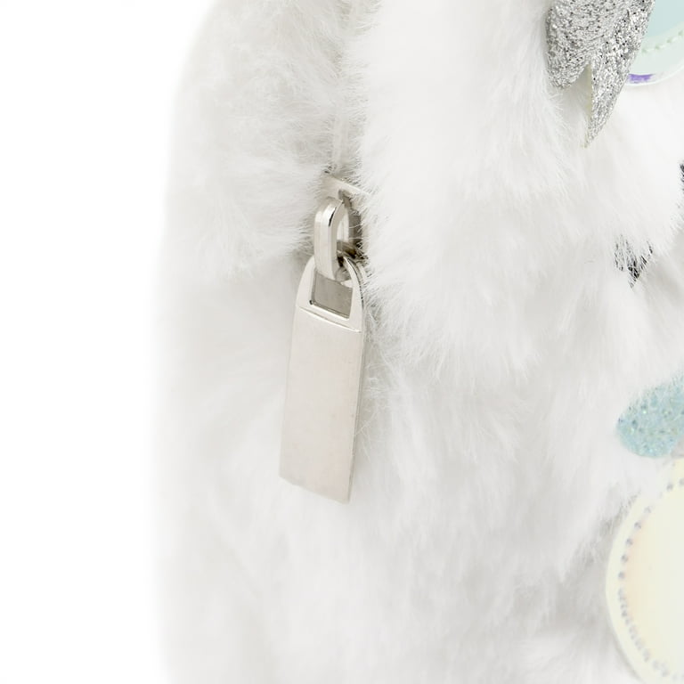 Rainbow Unicorn Faux Fur Keychain