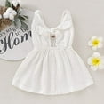 thumbnail image 5 of StylesILove Baby Girls Sleeveless Front Tie Bowknot Gauze Cotton Dress Toddler Girl Solid Sundress Summer Outfit (2-3 Years, White), 5 of 6