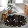 thumbnail image 4 of Welcome Leaf Round Area Rug 4 FT, Non Slip Indoor Outdoor Rug, Pastoral Summer Botanical Wooden Brown Washable Soft Circular Carpet Non-Shedding Floor Mat for Coffee Table Nursery Foyer Balcony, 4 of 8