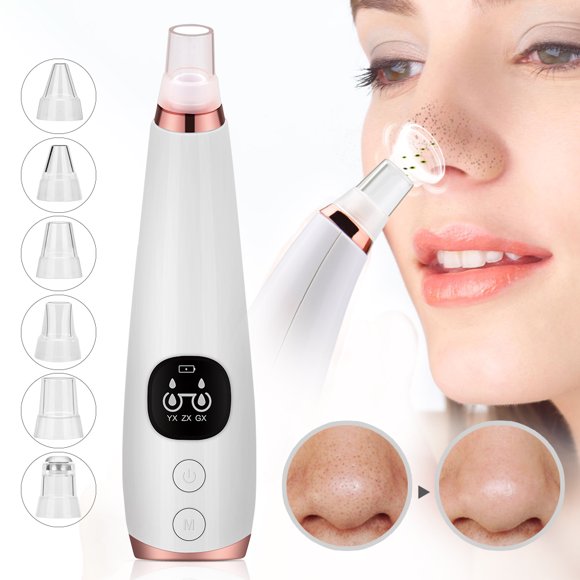 Blackhead Remover Vacuum, AFD Electric Facial Blackhead Remover Vacuum with Hot Compress Vibration Function, USB Rechargeable Comedone Extractor with 6 Suction Probes