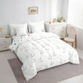 thumbnail image 3 of Manfei Teens Rabbit Bunnies Bedding Comforter Set 7 Pieces, Chic Stripe Lines Full Bedding Set, Cartoonn Animal Theme Reversible Fitted Sheet Flat Sheet, Luxury Bedroom Decor, 3 of 7