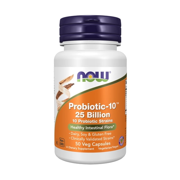 NOW Supplements, Probiotic-10™, 25 Billion, with 10 Probiotic Strains, 50 Veg Capsules