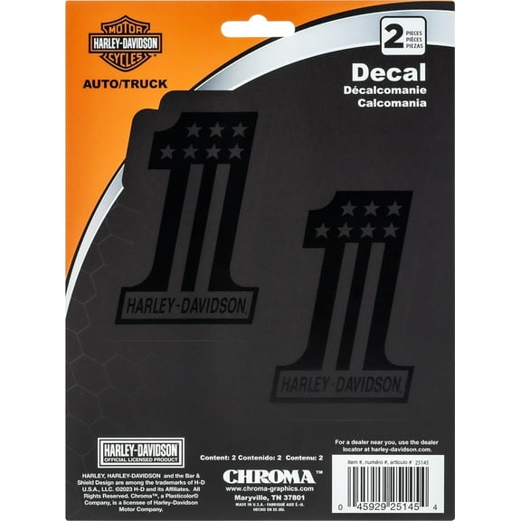 Harley-Davidson #1 Tone on Tone Stars and Stripes Decals - 2 Decals - 2.5" x 3.75" each