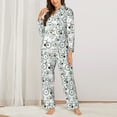 thumbnail image 2 of Pofeuu Bicycle Print Womens Pajamas Set Long Sleeve Sleepwear Button Down Nightwear Soft Pj Lounge Sets Button Down Pajamas Women-Medium, 2 of 7