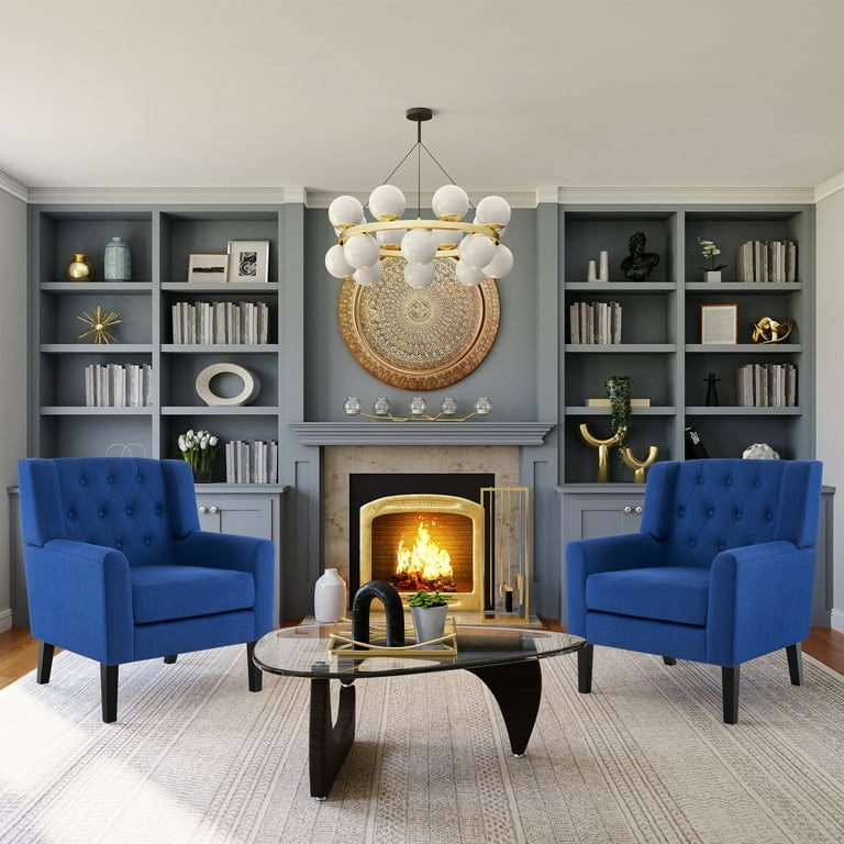 Blue living room chairs deals
