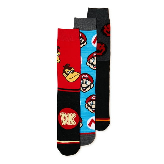 Mario Bros. Men's Crew Socks, 3-Pack