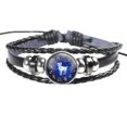 thumbnail image 2 of Bracelets Mode Hommes Femmes Constellation 12 Signe du Zodiaque Punk Cuir Tissé, 2 of 7