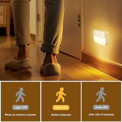 3 Pack Motion Sensor Stair Light for Indoor, Battery Operated Closet Lights, Wireless Stick on Anywhere Hallway Lamp, Portable Led Night Lamps for Bedroom Under Cabinet Kitchen
