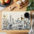 thumbnail image 2 of Navy Botanical Placemats Set of 4 Blue Dragonfly Flower Leaf Retro Style Place Mats Indoor Wipeable Table Mats Washable Cloth Dining Table Placemats for Kitchen Holiday Party Home Decor 13x19 Inch, 2 of 9