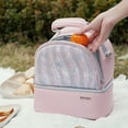 thumbnail image 2 of Sunveno Insulated Lunch Box Double Deck Cooler Bag, Pink, 2 of 4