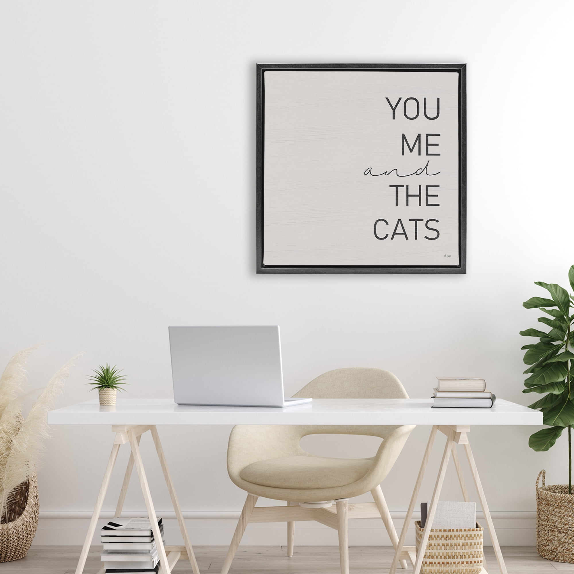 Stupell Industries Minimal You Me & Cats Black Framed Floater Canvas Wall Art, design by Jaxn Blvd.