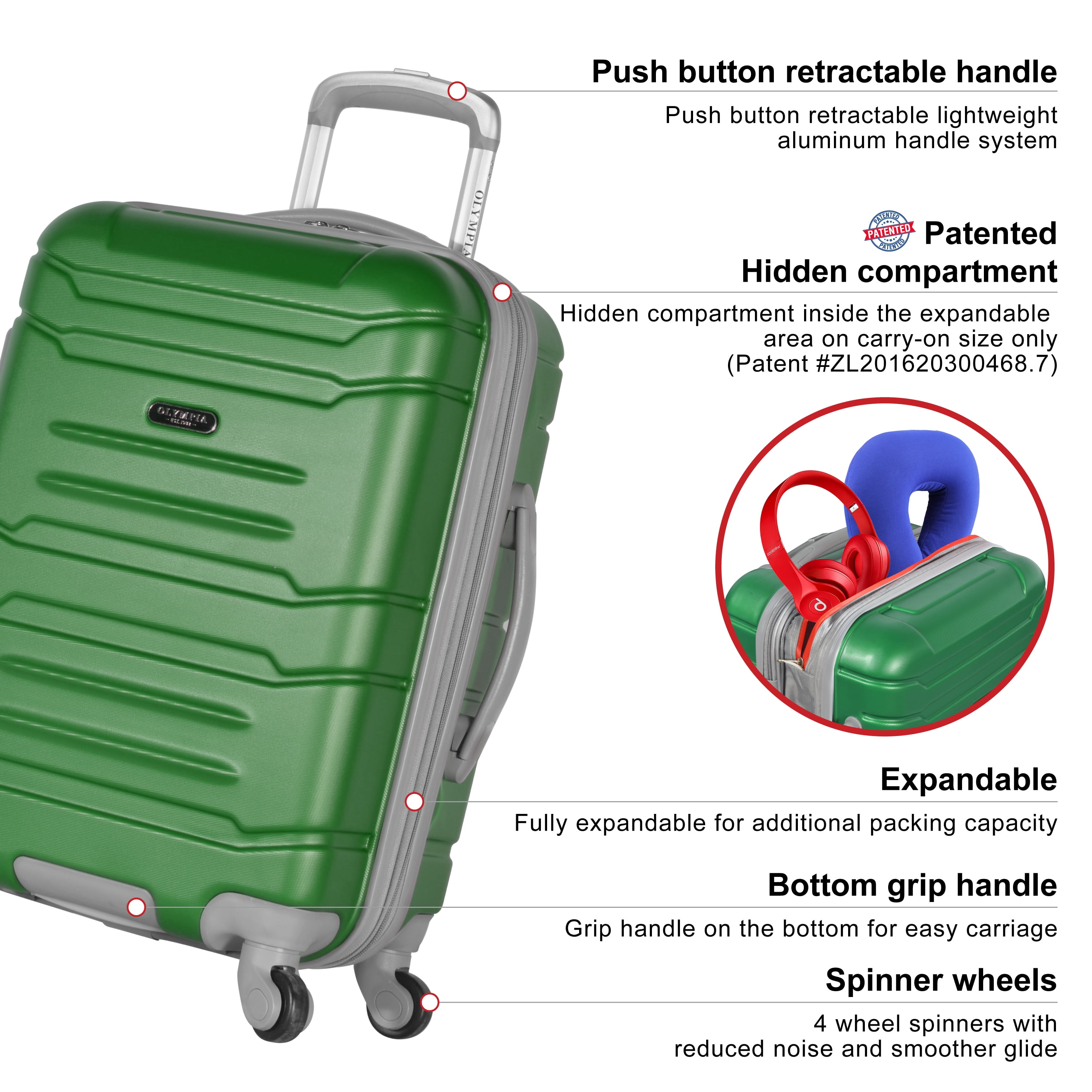 carry on luggage with hidden wheels