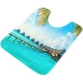 thumbnail image 4 of Dreamtimes Summer Beach Maldives Tropical Palm Leaf Bath Mat for Bathroom Shower U Shape Toilet Rugs Contour Carpet Set, Fluffy Absorbent & Machine Washable, 2 Piece, 4 of 6