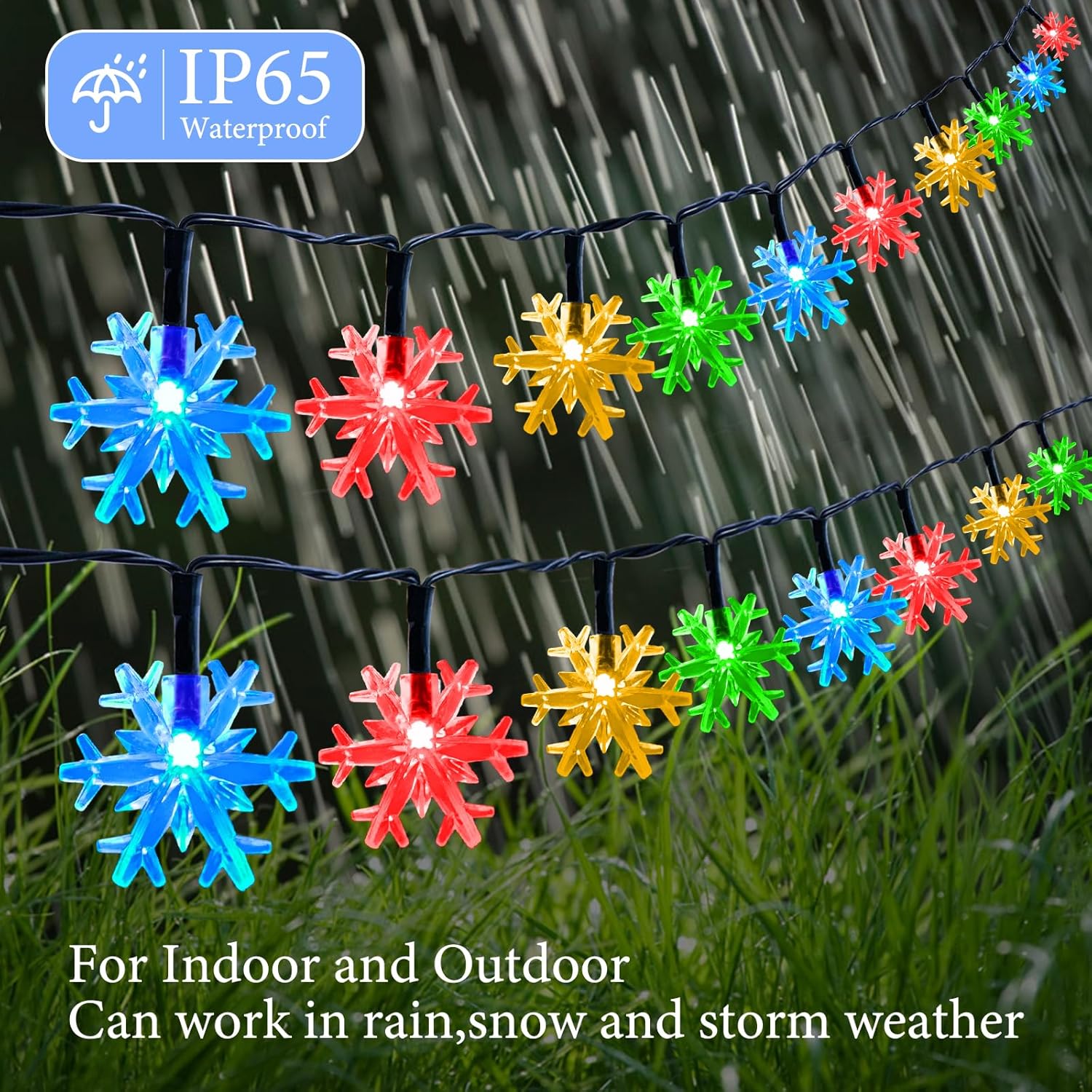 Fohil Solar Christmas Snowflake String Lights 39 Ft photo 5