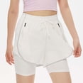 thumbnail image 4 of biudgviw Women's 2 in 1 Athletic Running Shorts Drawstring High Waisted Yoga Shorts Quick Dry Workout Shorts with Zipper Pockets, 4 of 5