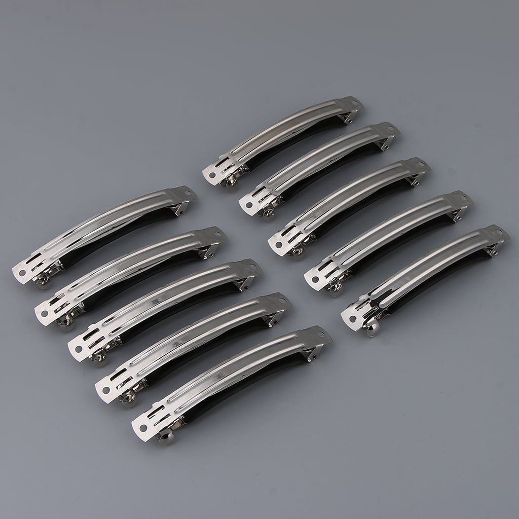 10Pcs Silver Metal French Bows Barrettes Clips Findings DIY Hair Accessories 