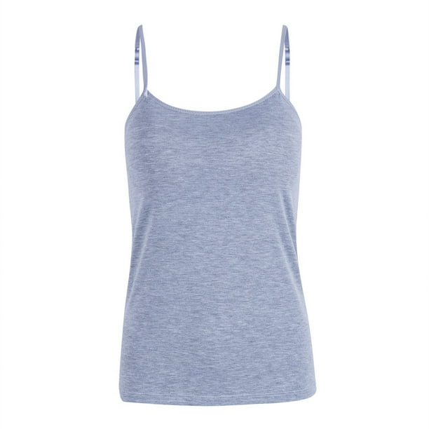 Women Summer Yoga Strap Vest Crop Tank Tops Camisole Built-In Bra Backless