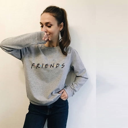 Women Friends Letter Pattern Round Collar Long Sleeve Fleece Sweatshirts | Walmart Canada