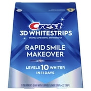 Crest 3DWhitestrips Rapid Smile Makeover at-Home Kit, 10 Levels Whiter, 11 Treatments