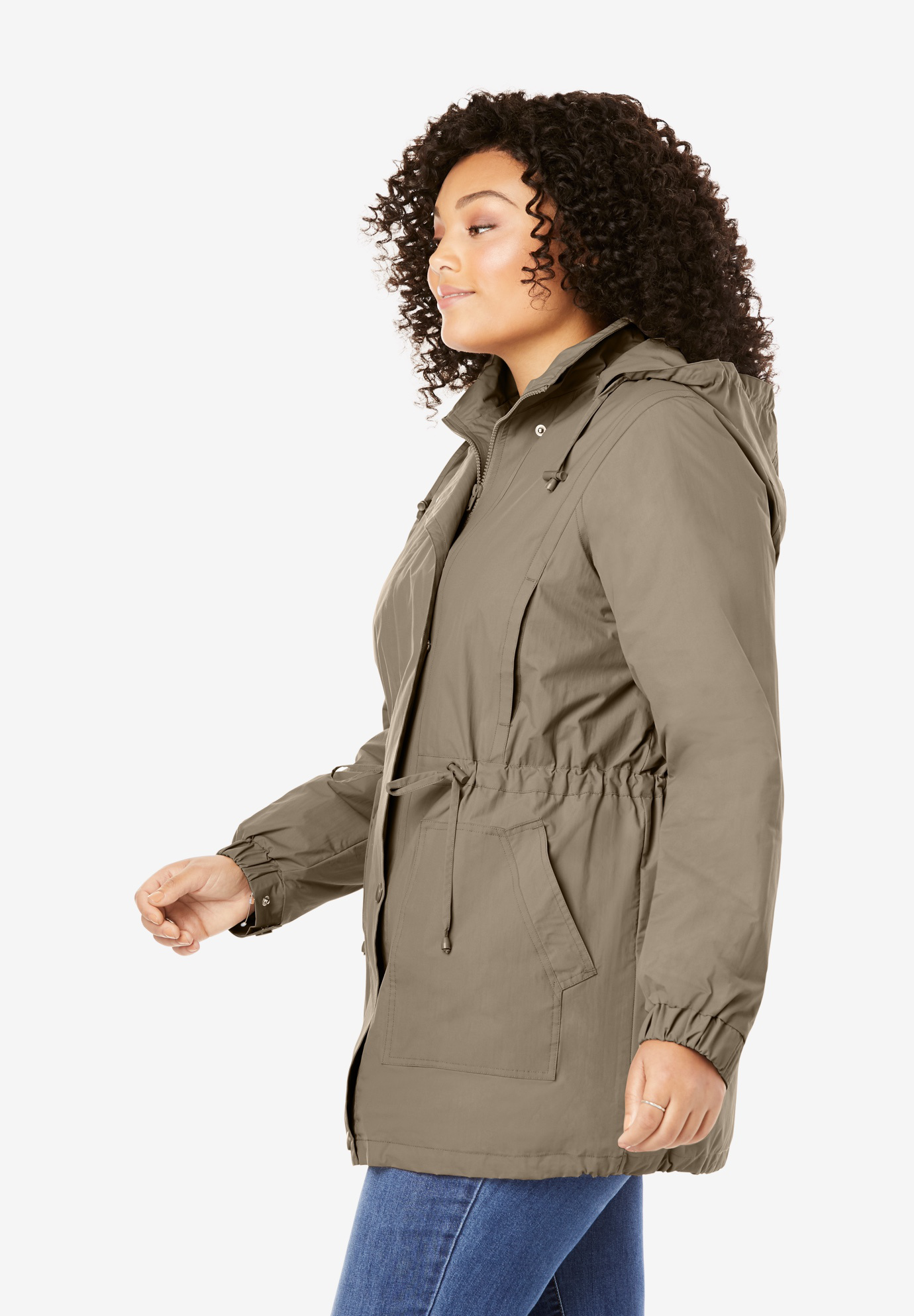Woman Within Women's Plus Size Fleece-Lined Taslon Anorak Rain Jacket - image 5 of 6