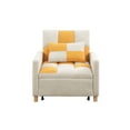 thumbnail image 4 of Convertible Sleeper Sofa Bed, 3 in 1 Adjustable Sofa with Pillow, Multifunction Soft Teddy Fabric Sleeper Chair, Comfy Armchair, for Living Room Bedroom Apartment Office Lounge, Beige Yellow, 4 of 9