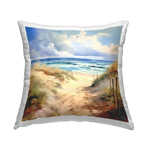 Stupell Industries Distant Beach Waves Decorative Printed Throw Pillow, 18 x 18