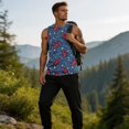 thumbnail image 4 of Satingcolo Sleeveless Tank Top for Men, Hawaiian Graphic Sleeveless Shirt, Summer Beach Daiyl Wear Tops, 4 of 6