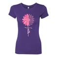thumbnail image 2 of Wild Bobby, Faith Pink Ribbon Sunflower, Breast Cancer Awareness, Women Slim Fit Junior Tee, Purple Rush, X-Large, 2 of 5