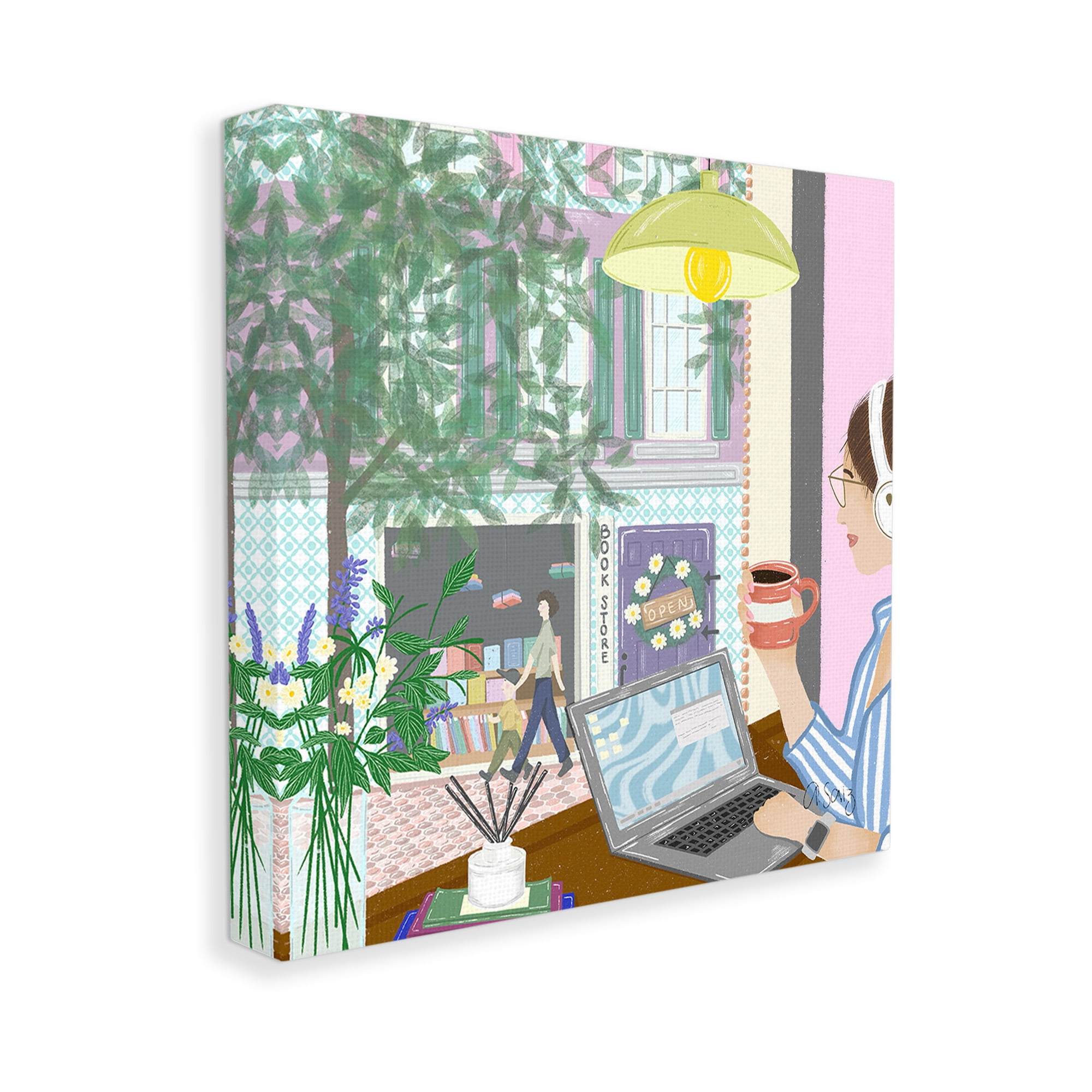 Stupell Industries Relaxing Cafe in City Travel & Places Painting Gallery Wrapped Canvas Art Print Wall Art, 24 x 24