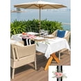 thumbnail image 6 of 52x70 Inch Outdoor Tablecloth with Umbrella Hole Zipper Rectangle Pink Flowers Rectangular Tablecloths Outside Waterproof Romantic Floral Leaves Black Striped Patio Table Cloth Cover for Picnic Party, 6 of 8