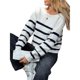 thumbnail image 3 of Suéter Corto de Cuello Redondo para Mujer, Larga, Tejido Grueso, Estilo Jersey, Ideal para Otoño Azul y M, 3 of 7