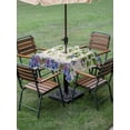 thumbnail image 5 of Square Outdoor Tablecloth with Umbrella Hole Spring Flowers Outside Table Cloth Waterproof Patio Table Cover Summer Rustic Botanical Butterfly Burlap Zipper Tablecloths for Picnic Camping 54x54 Inch, 5 of 8