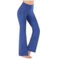 thumbnail image 2 of AINIYS Women's High-Waisted Flare Yoga Pants with Pockets Stretchable Functional Trousers for Fitness Daily Wear Dance Activities Blue L, 2 of 6