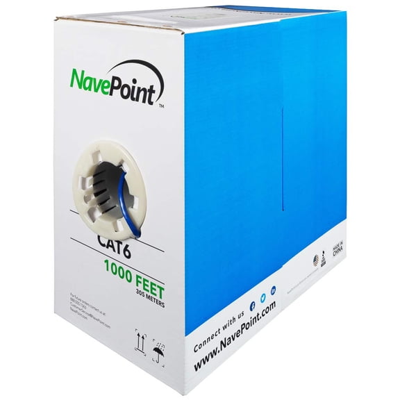 Cable Ethernet NavePoint Cat6, 1000 pies, 305 m, azul, 550 MHz, UTP