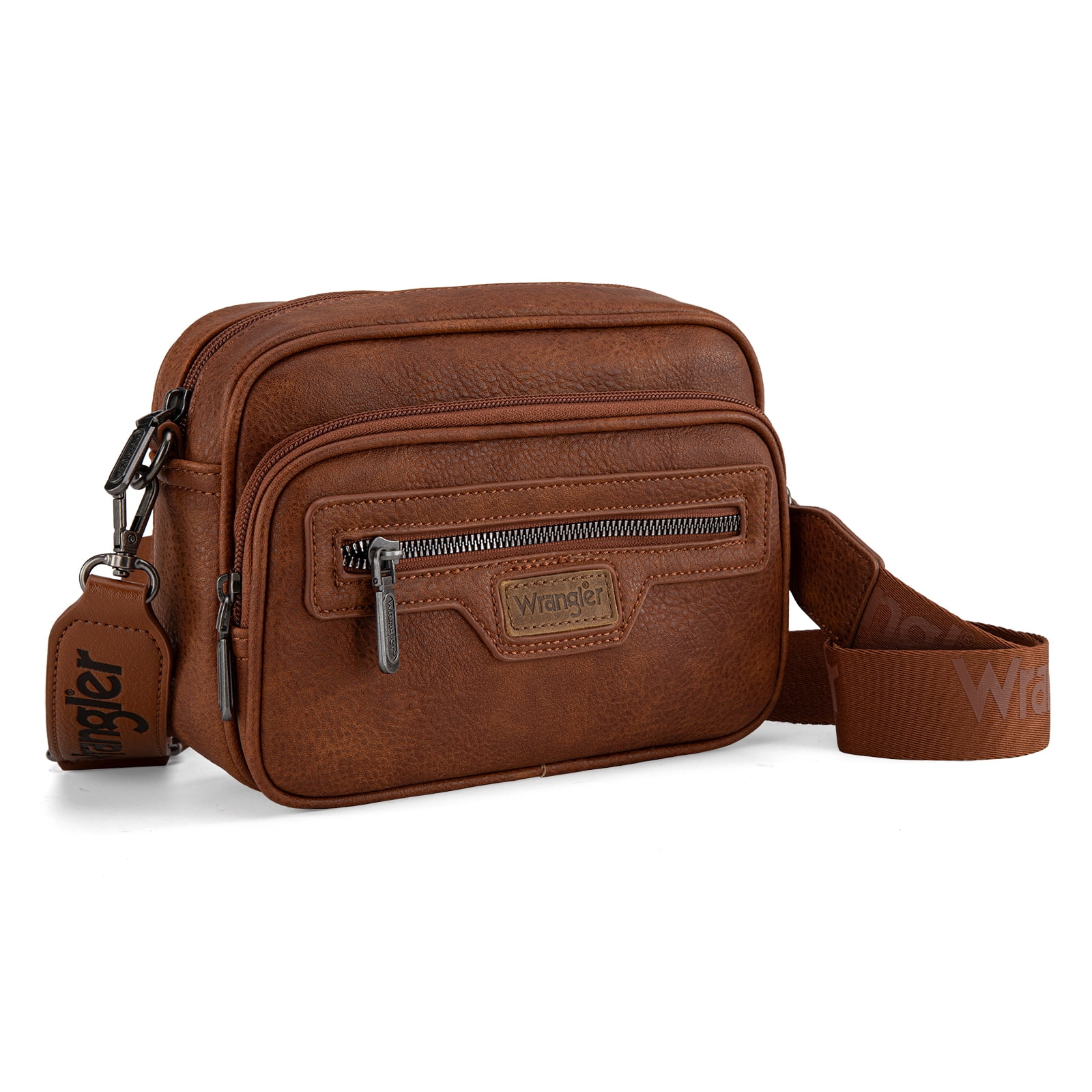 Wrangler Crossbody Bag for Women Multi Pocket Crossover Bag Shoulder Pursea with Adjustable Strap, Brown