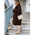 thumbnail image 5 of Women'S Casual Long-Sleeved Lapel Button Coat Autumn and Winter Plush Coat Long Coat Coffee Color M, 5 of 7