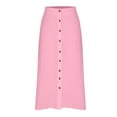 thumbnail image 5 of OSFVNOXV Beach Skirts for Women Button Up Elastic Waist A-Line Flowy Midi Skirt for Summer Holiday Vacation, 5 of 8